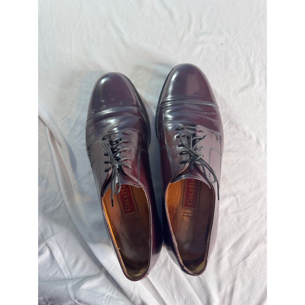 Vintage Cole Haan Mens 11 D Burgundy Leather Cap Toe Oxford Dress Shoes - Picture 10 of 10